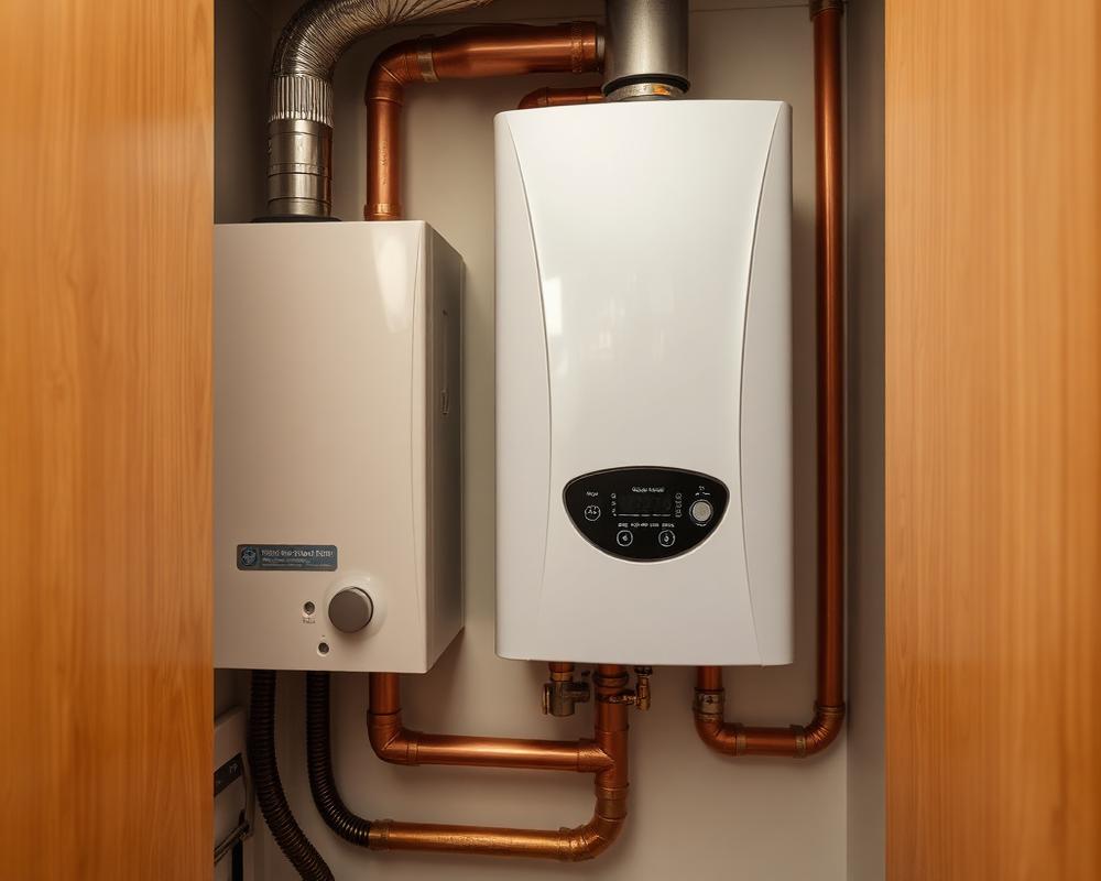 New combi boiler installed with tidy copper pipework