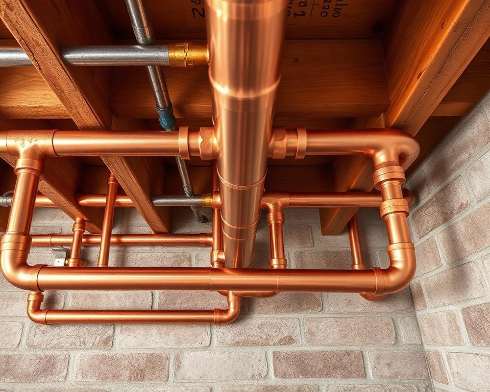 Existing copper pipework before boiler replacement